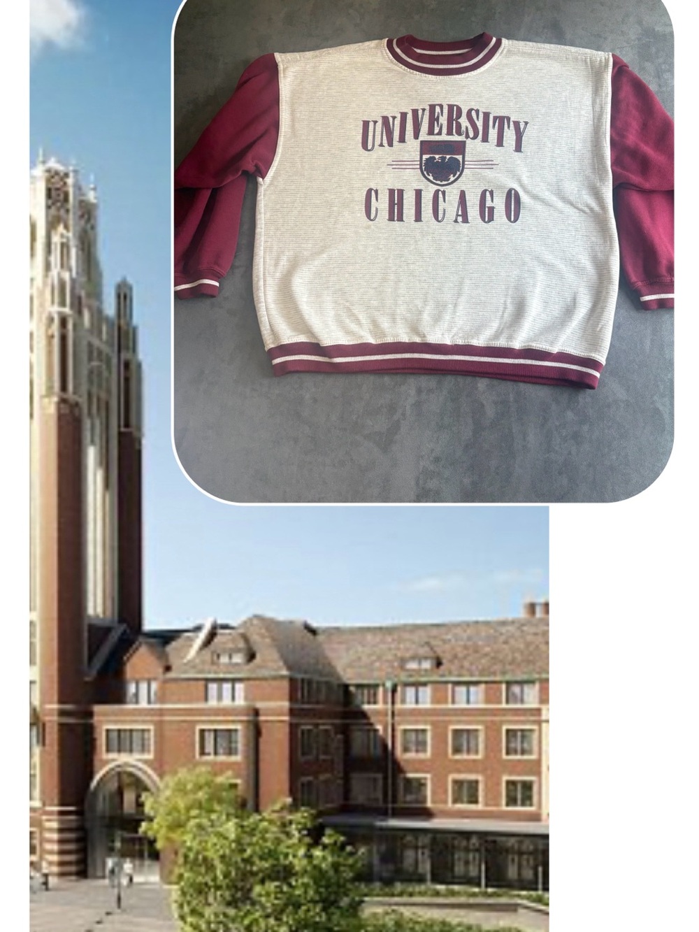 VTG 80's University Chicago Maroon and Cream Crewneck Sweatshirt Mint Condition